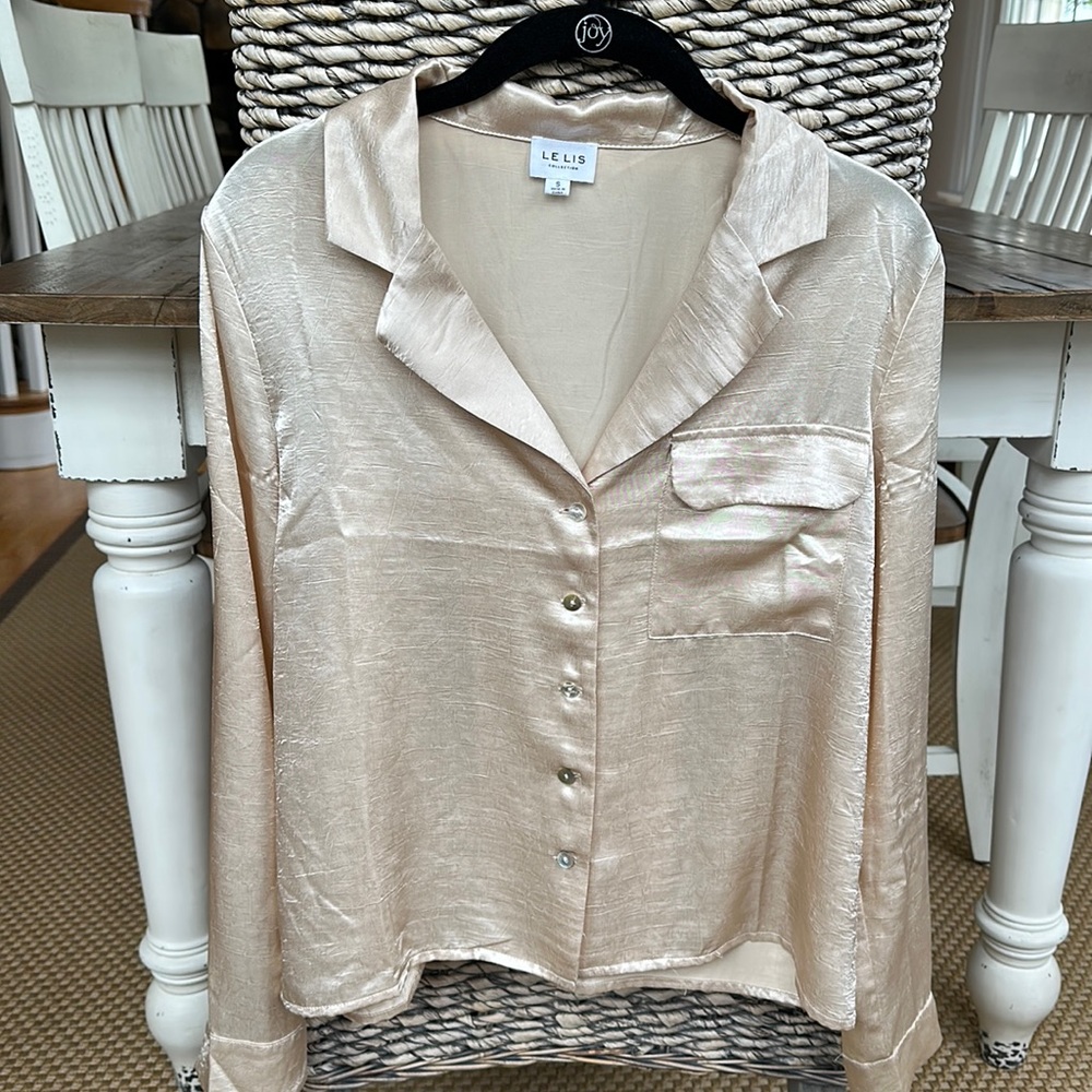 Le Lis Collection Silky Champagne Button Down | Boutique in Providence